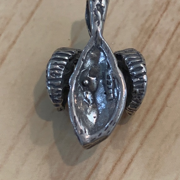 Ram Head Sterling Silver Jewelry Charm - Picture 4 of 4